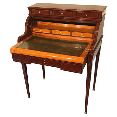 Directoire Style Desk With Cylinder Top France 19th Century For Sale