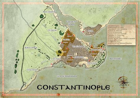 Carte De Constantinople En 1450 Pour Le Supplément Mythras Mythic