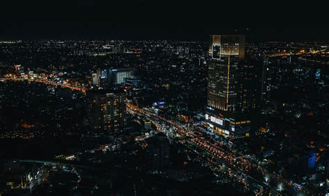 Aerial Photography Of City During Nighttime · Free Stock Photo