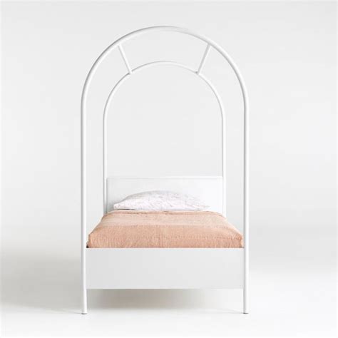 Canyon Arched Twin White Canopy Bed With Upholstered Headboard Crate And Barrel