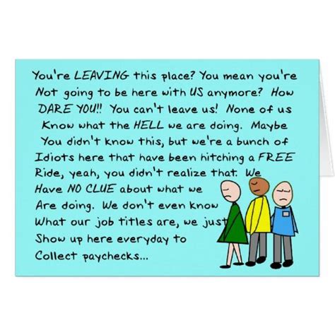 Make your transition easier for yourself and others by letting people. Hilarious Group Co-Worker Leaving Card | Zazzle.com ...