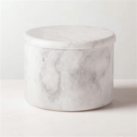 Arris Small White Marble Canister Cb2 Canada
