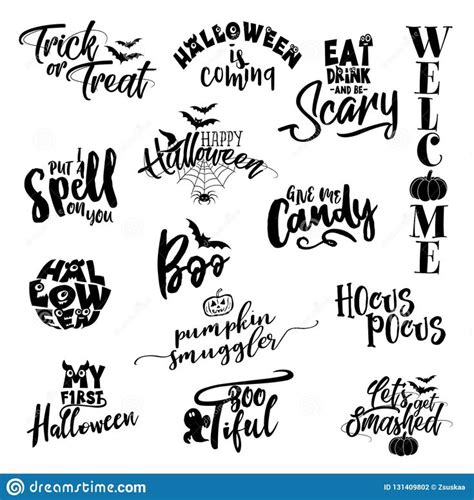 Happy Halloween Overlays Lettering Labels Design Set Retro Badges