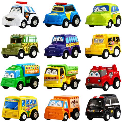 Buy Funcorn Toys Pull Back Car 12 Pack Assorted Mini Plastic Vehicle