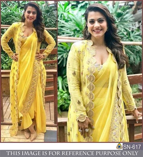 Bollywood Yellow Saree Dress Georgette Sari With Stitched Etsy Bollywood Designer Sarees