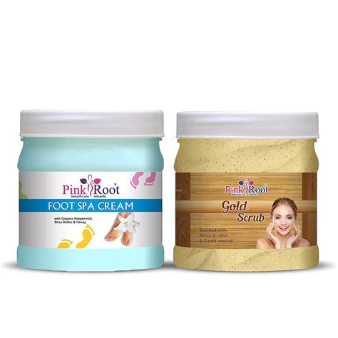 Buy Pink Root Gold Scrub 500gm With Foot Spa Cream 500gm Online At Low