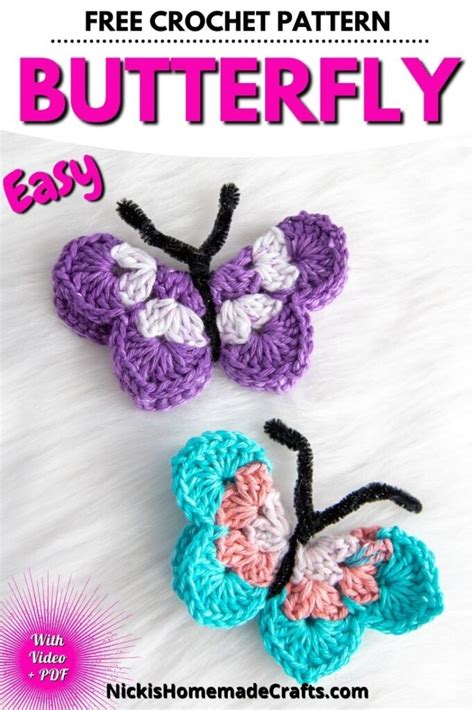 Free Quick Crochet Butterfly Pattern Nickis Homemade Crafts