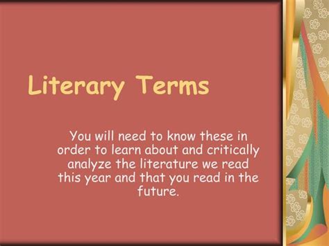 Ppt Literary Terms Powerpoint Presentation Free Download Id325820