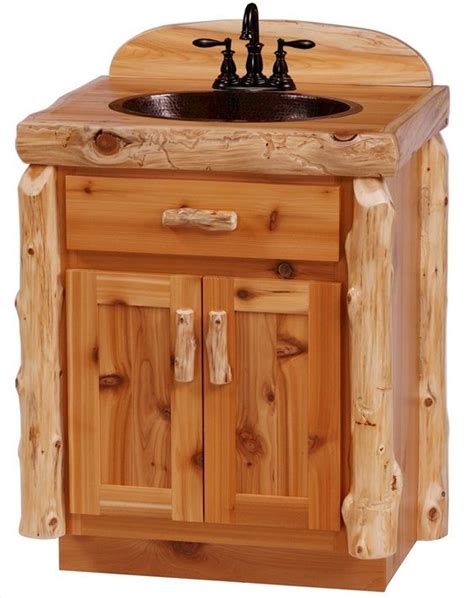Log Cabin Bathroom Vanity Wooden Cabinets Vintage