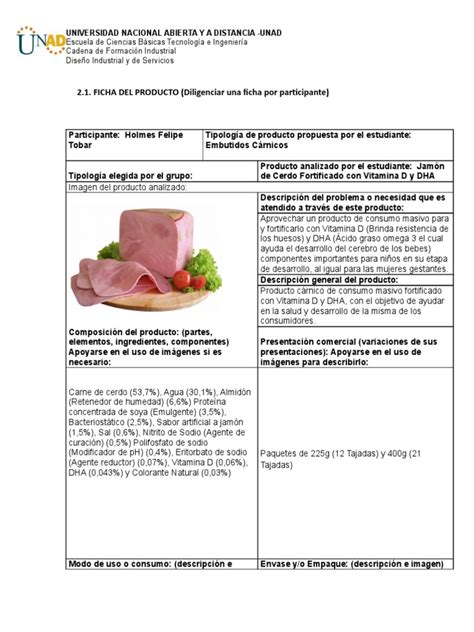Ficha Tecnica De Producto Carne Producto Negocio
