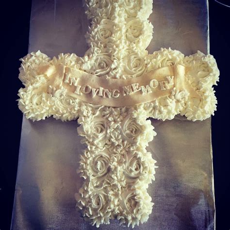 Do not put anything with remember, heaven, . Cross cupcake cake I made for a funeral reception ...