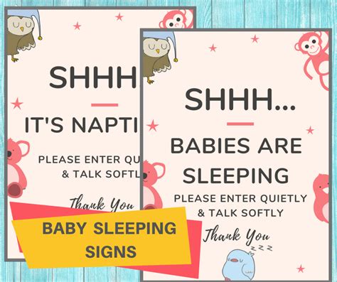 Babies Sleeping Sign Daycare Printable Be Quiet Nap Time Poster