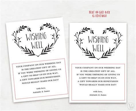Wishing Well Card Template Editable Wishing Well Card Diy Wishing