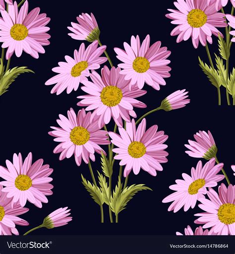 Seamless Pattern With Daisy Flowers Royalty Free Vector