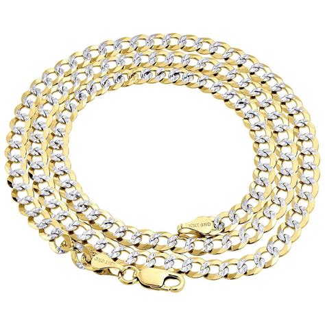 Jawa Jewelers 10k Yellow Gold 475mm Diamond Cut Cuban Link Chain Necklace Lobster Clasp 18