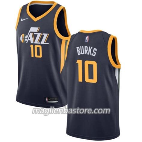 Maglia Nba Utah Jazz Alec Burks 10 Nike 2017 18 Navy Swingman Uomo