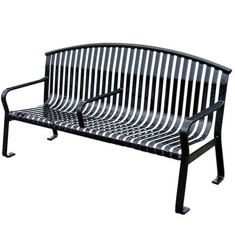 Flat Steel Bench W Center Arm Rest Arched Back Mf2204