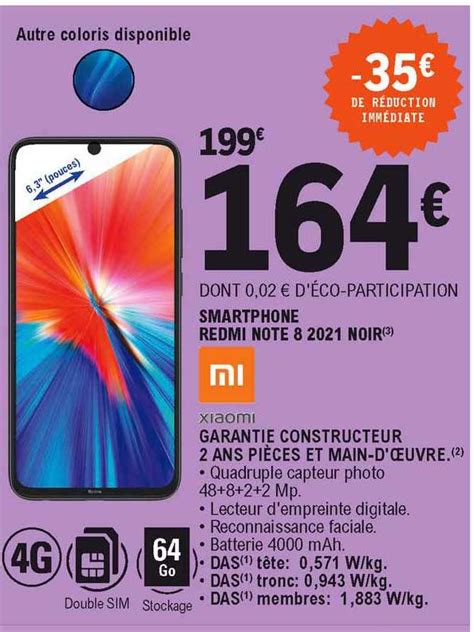 Offre Smartphone Redmi Note 9t 5g Noir Xiaomi Chez E Leclerc