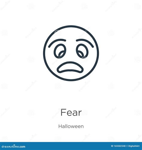 Fear Icon Thin Linear Fear Outline Icon Isolated On White Background