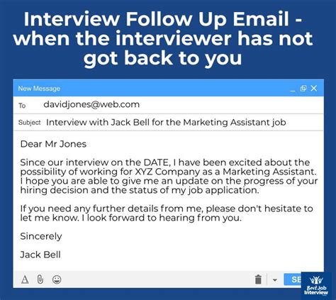 Sample Interview Follow Up Email In 2020 Interview Follow Up Email Job Search Tips Job
