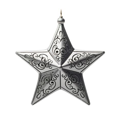 Silver Metallic Star Ornament Hanging Decoration Decorative Png