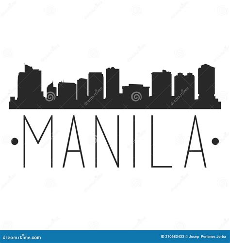 Manila Philippines City Skyline Silhouette City Design Vector
