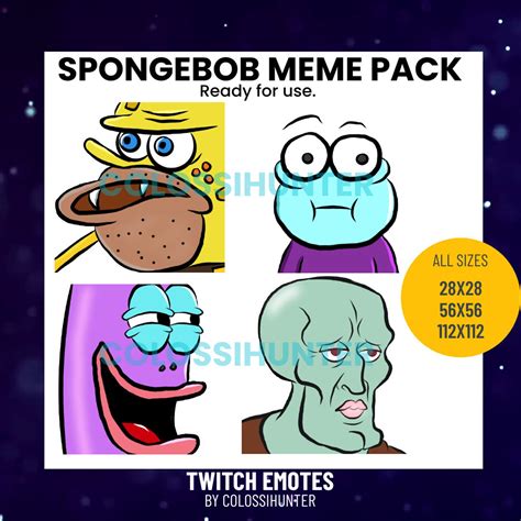 Twitch Emote Pack Spongebob Memes Etsy Uk