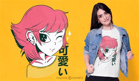 Kawaii Anime Girl T Shirt Design Vector Download