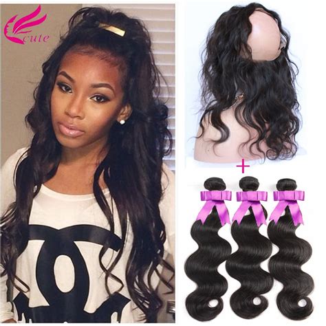 Pre Plucked 360 Lace Frontal Closure Brazilian Body Wave Wavy Hair Full