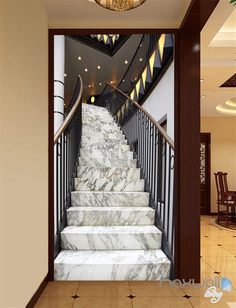 Or you can simply use the most beautiful pictures of villages around the world to make your own corner of the world look great. 3D Modern Marble Stairs Corridor Entrance Wall Mural Decals Art Print Wallpaper 044 | Marble ...