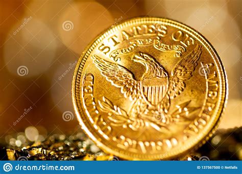 Gold Coins Over Dark Background Stock Photo Image Of