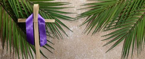 Palm Cross And Palm Leaves Palm Sunday And Easter Day Concept Stock