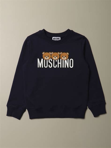 Moschino Kid Sweatshirt With Teddy Logo Blue Moschino Kid Sweater