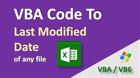 Vba To Find File Last Modified Date Youtube