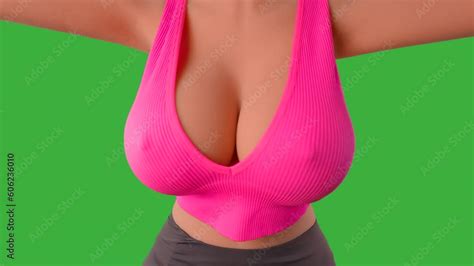 Beautiful Large Breasts Jiggle As A Sexy Girl In Sports Gear Reaches