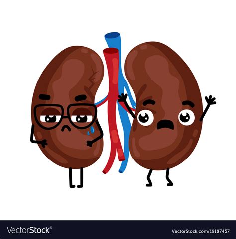 Human Sick Kidneys Cartoon Character Royalty Free Vector