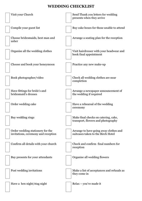 Wedding Checklist Download Free Documents For Pdf Word And Excel