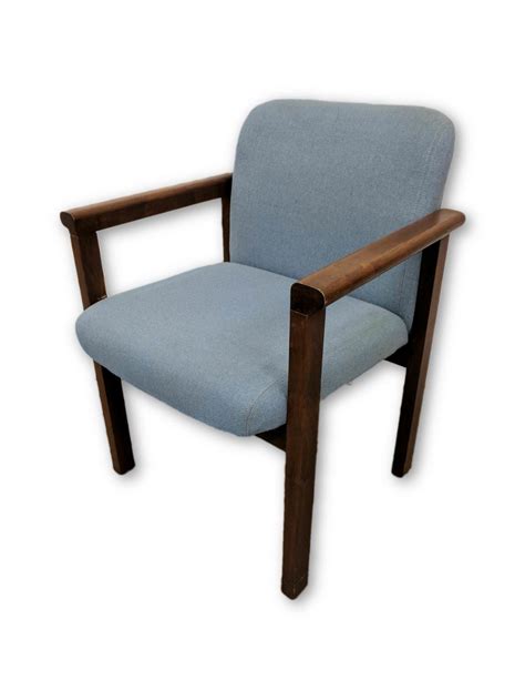 Kimball Light Blue Guest Chairs With Walnut Frame By Kimball Madison