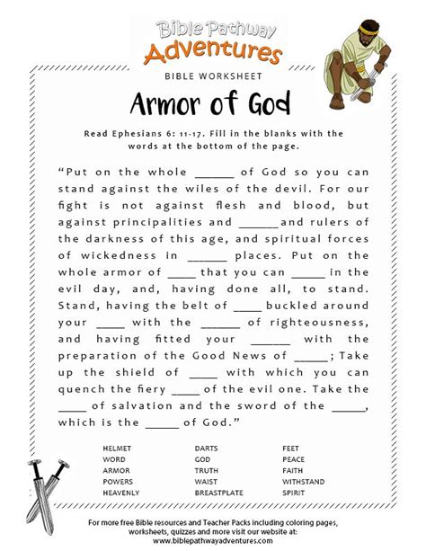 Armor Of God Bible Worksheet Bible Kids Sunday School Lessons