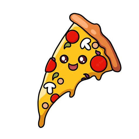 Fatia De Pizza Fofa Personagem De Desenho Animado Ilustração