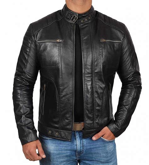 View our entire collection of authentic men's leather jackets. Cafe Racer Lambskin Black Leather Jacket Men