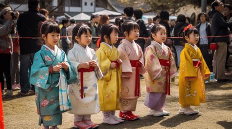 일본 전통 의상을 입고 서로 옆에 서있는 아이들 어린이 날 어린이 날 Kashiwamochi 고화질 사진 사진 절 배경