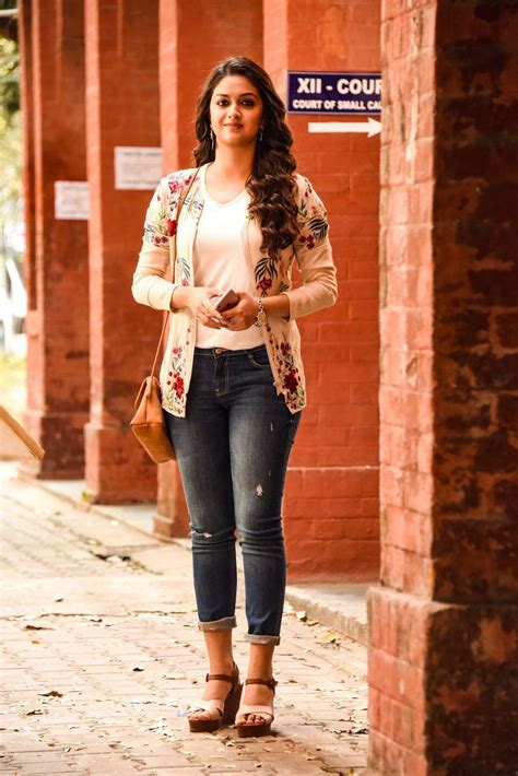 Keerthi Suresh Bollywood Girls Jeans And Top Most Beautiful Indian