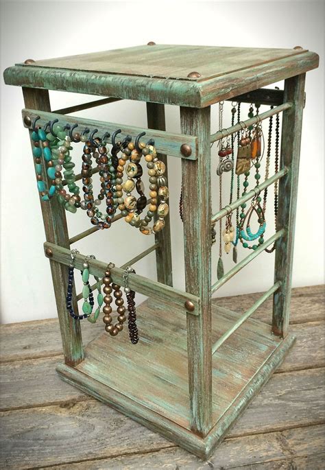 Make this diy jewelry stand with very little materials and time. Rotating Personal Jewelry Stand, 4-Sided Wooden w/ Swamp ...