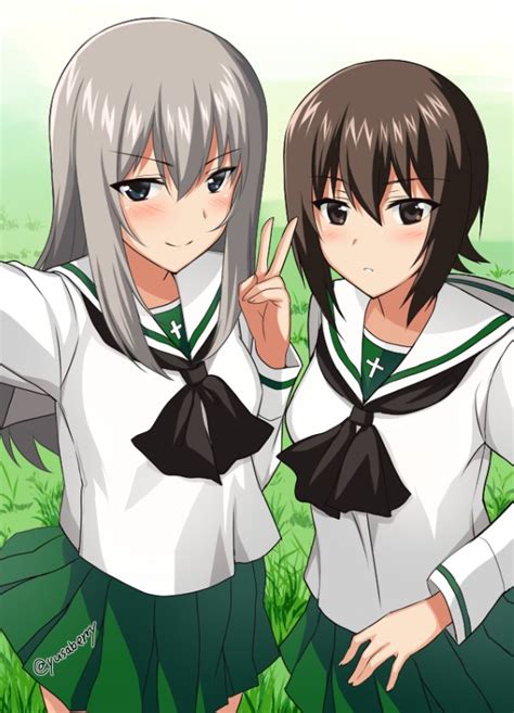 Nishizumi Maho And Itsumi Erika Girls Und Panzer Drawn By Saikawa