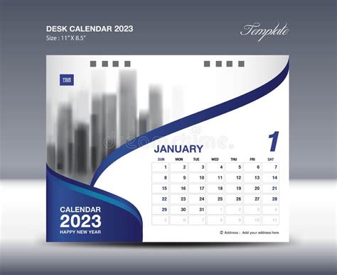 January 2023 Calendar 2023 Template Vector Desk Calendar 2023 Design