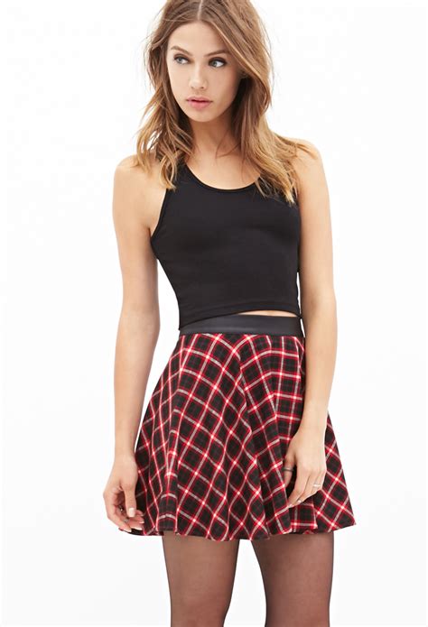 Lyst Forever 21 Plaid Skater Skirt Youve Been Added To The Waitlist