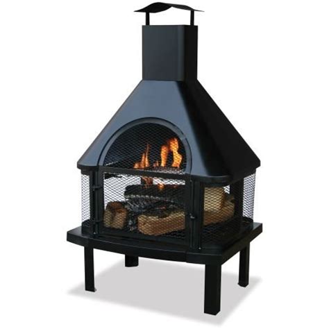 This outdoor fireplace from the miller house by family leisure brings your outdoor living area to life. Blue Rhino WAF1013C Black Firehouse with Chimney, | Best ...