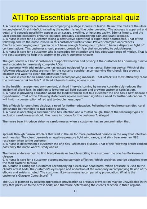 Ati Capstone Fundamentals Pre Assessment Quiz
