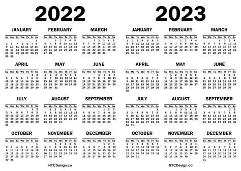 2022 2023 Two Year Calendar Printable Free Printable